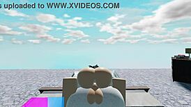 a whore fucks a huge white boy in a roblox collab, craving more intense sex