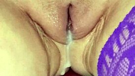 whore wife feels intense orgasm creampieing herself with dildo