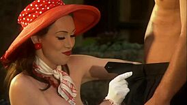 Big-Tit Brunette Rayveness Sucks and Rides a Monster Cock Dry