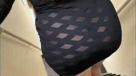 having fun in see through dress at hotel