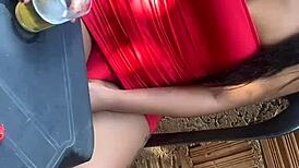 This Latina shows off in the bar with a married guy