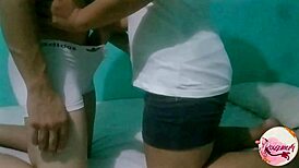 Babysitter fucks young neighbor in doggystyle, cums on ass