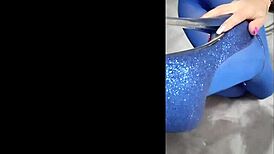 Sexy Pantyhose And Blue High Heels