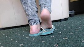 bbw feet in flip flops close-up