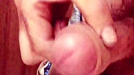 short foreskin handjob during solo masturbation at home