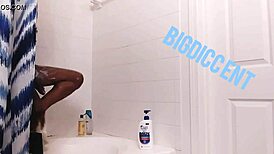 Amateur Strokes Dick In Homemade Shower Bathing Scene