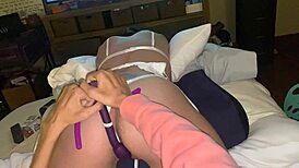 cute girl gets toys stretchin all her holes