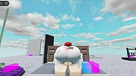 a whore fucks a huge white boy in a roblox collab, craving more intense sex