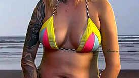 left the beach waiter rock hard after teasing him. couldn’t resist feeling his huge bulge!