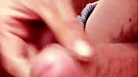 short foreskin handjob during solo masturbation at home