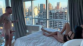 Two Spanish tourists double penetrate a crazy young Argentine teen with huge cocks.