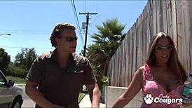 Milf Alisandra Monroe Rides Cock, Sucks It, And Lets Stranger Finger Her Asshole