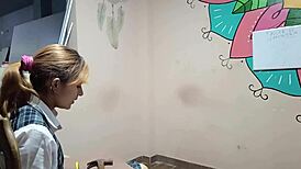 schoolgirl thought she’d learn carpentry but ended up getting nailed hard instead.