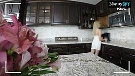 The slutty nanny's secret masturbation show gets caught by her voyeur fans, teasing with her small tits and pussy.