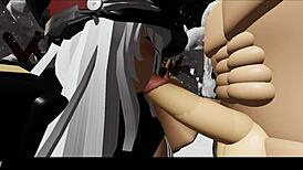 Blondýnka PROZKOUMÁVÁ zasněžený les v kresleném stylu