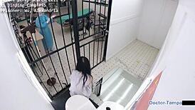 I Feel Humiliated In Handcuffs, Spreading My Shaved Asian Pussy Backstage