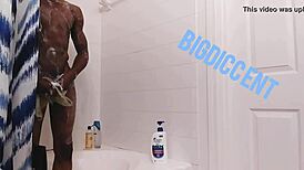 Amateur Strokes Dick In Homemade Shower Bathing Scene