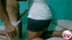 Babysitter fucks young neighbor in doggystyle, cums on ass