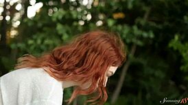 Teen Redhead Mia Experiences Intense Orgasm Outdoors By The Lake