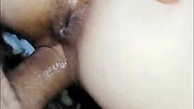 Wife's tight ass contrasts husband's big cock