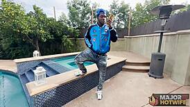 Hey, why’s busty redhead cougar Peaches getting her wet pussy slammed by Rome Major? I’m curious!