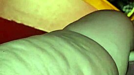 Hey, stepmother is stripping in her new thong, showing off those big tits