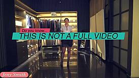 close friend jeny smith playfully teases a guy while trying on clothes in the store