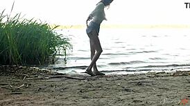 Teen Redhead Mia Experiences Intense Orgasm Outdoors By The Lake