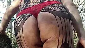 Latina Transsexual Assfucking With Dildo Outdoor