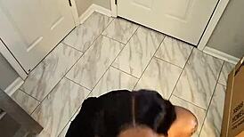 he ate this house arrest pussy. sloppy licking on wet ebony ass.