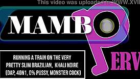Running a train on pretty slim Brazilian Khali Noire with big black cocks in doggystyle and ass to mouth.