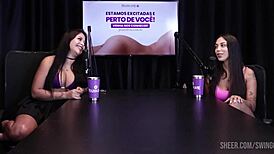 Bold black bisexual group massages with dirty talk and see-through outfits in outdoor casting