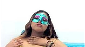 Brunette Student Takes Questionnaire Before Exams, Touching Her Breasts Seductively.