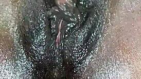 Black ebony masturbates in close-up view 😍