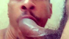 Seusubpink drinking piss from big black cock