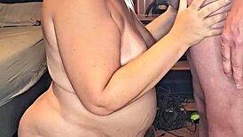 Pregnant MILF sucks big cock