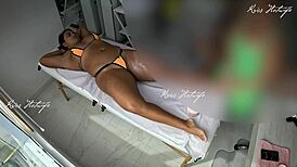 i give massage with micro bikini stuffed in pussy