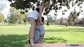 Skinny cheerleader stepsis Carmen plans to meet stepbro today.