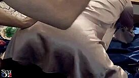 2069 - close up - french amateur satin black panties black corset brown light satin jacket rubbing panties doggystyle deepthroat rimming sex toys