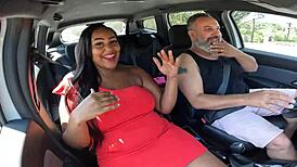 First time with busty May Silva in Salvador car ride