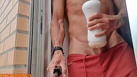 Cum in fleshlight with neighbors watching!