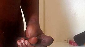 Young girl masturbates intensely to huge black cock monster and cums hard