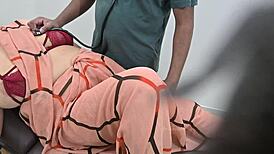 I, the Indian doctor, check the lady patient in clinic, oops.