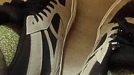 friend trashes my sneakers for fetish fun