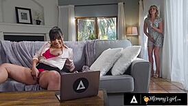 Mommy's Girl - Milf Charlie Forde Gets Aroused Watching Petite 18+ Coworker Summer Col Masturbate. Rough Fingering Follows