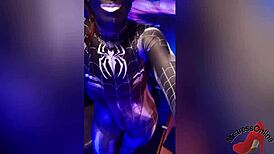 Spiderbabe in a sexy Halloween costume