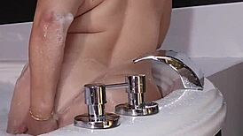 Leaked video of sexy teacher in outdoor shower blowjob