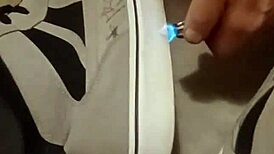 friend trashes my sneakers for fetish fun