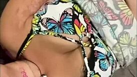 Amber feels intense pleasure squirting for daddy while he's away at work