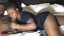 Horny wife screams for husband's big black cock in bedroom.